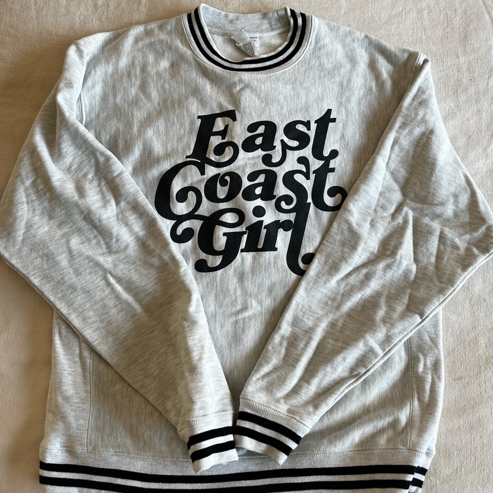 Champion Light Gray & Black East Coast Girl Crewneck